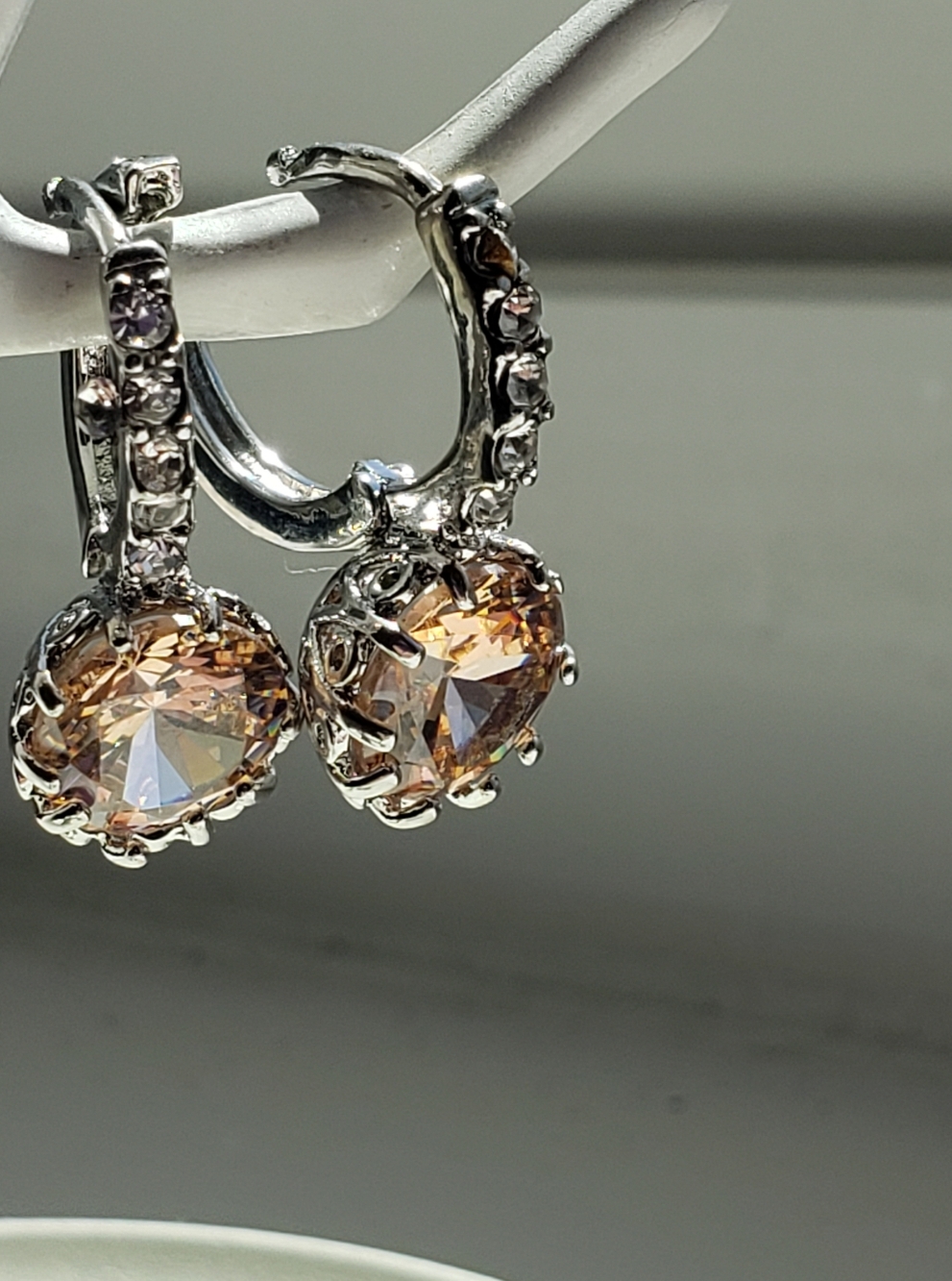 NEW Morganite Gemstone Pierced Earrings Beautiful Peachy Pink (Matches Bracelet)